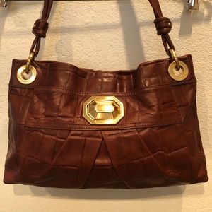 b.Makowsky Leather Croc-Pattern Bag